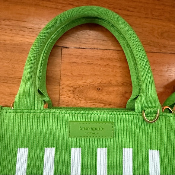 NWOT Kate Spade New York x Target Green and White Stripe Knit Crossbody Bag OS - Picture 5 of 16